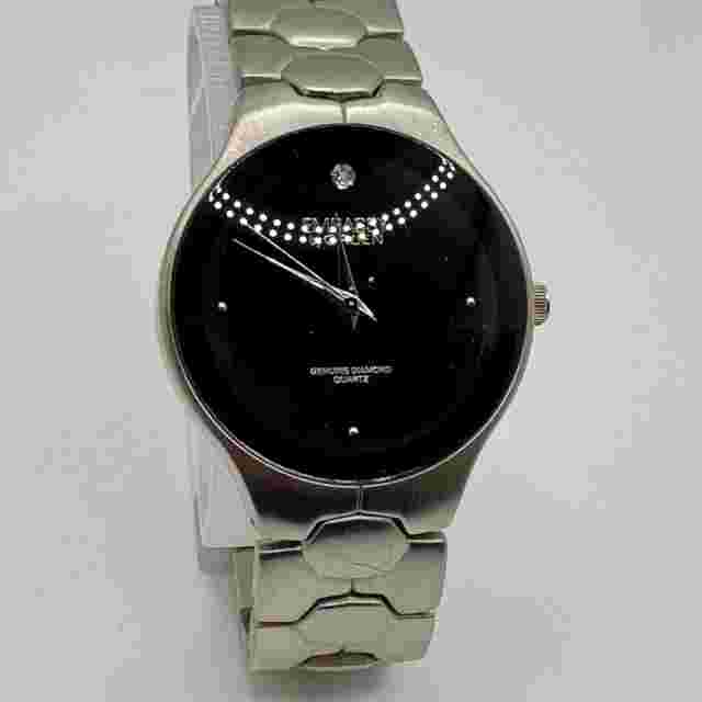 Embassy by Gruen Japan Quartz Watch Men Silver Steel Diamond New Battery 7.5"