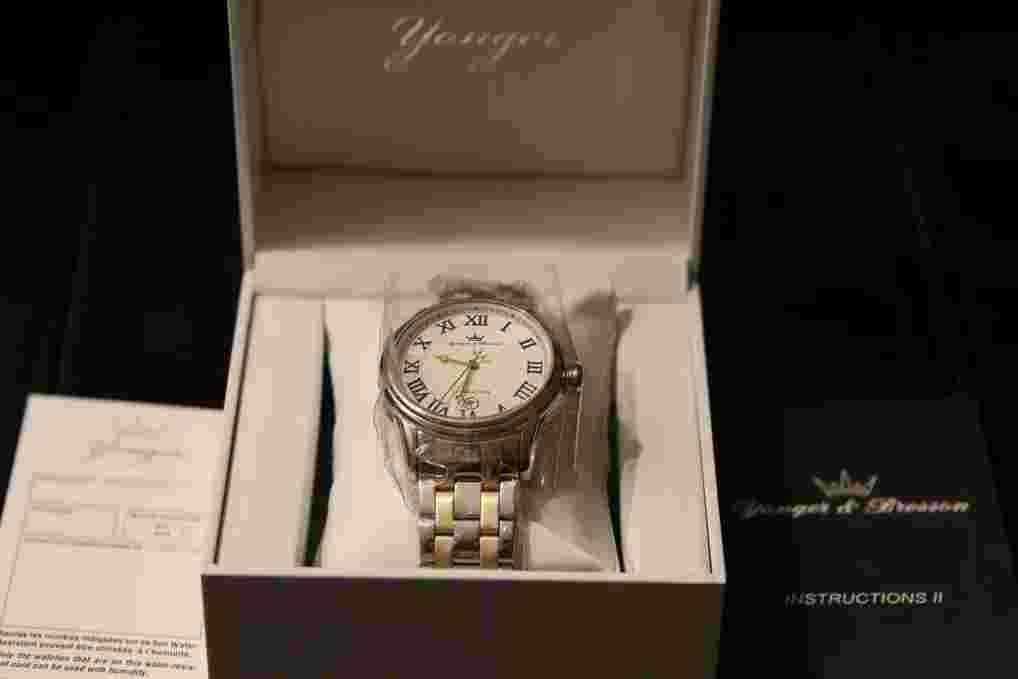 Yonger & Bresson YBH 8325-03 Men's Automatic Watch Gold-Tone Made in France NEW