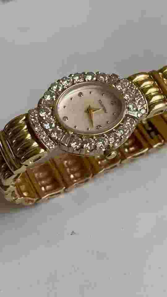 Tourneau 14K Solid Yellow Gold Watch & Solid Yellow Gold Band  w 2.28 TCW Diamon