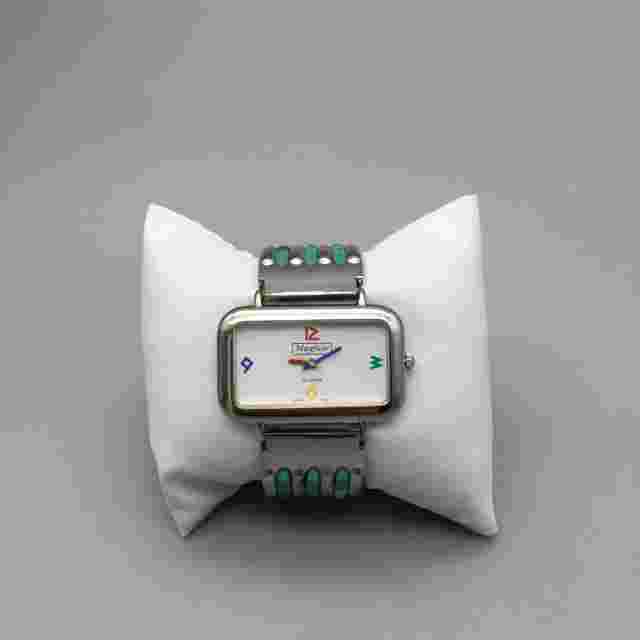 Mayfair Watch Women 41mm Silver Tone Rectangle Dial Green Blue New Battery 6"