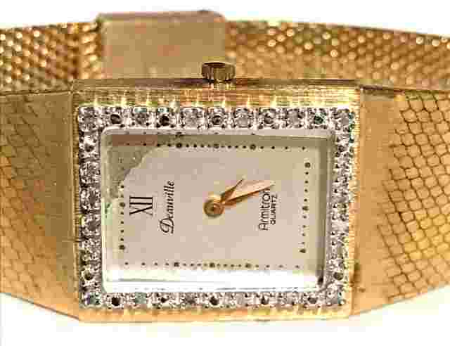 Vintage Deauville Quartz Genuine Diamonds Italy Gold Plated Men's Dress Watch.