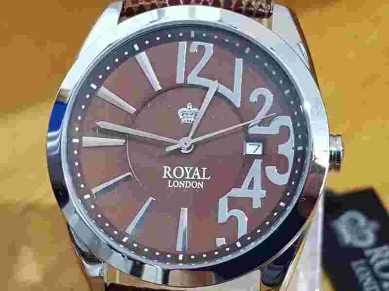 Mens Royal London Brown Easy Read Gents Date Analog Watch 21119.04 New In Box
