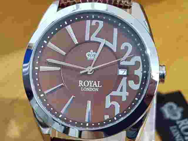Mens Royal London Brown Easy Read Gents Date Analog Watch 21119.04 New In Box