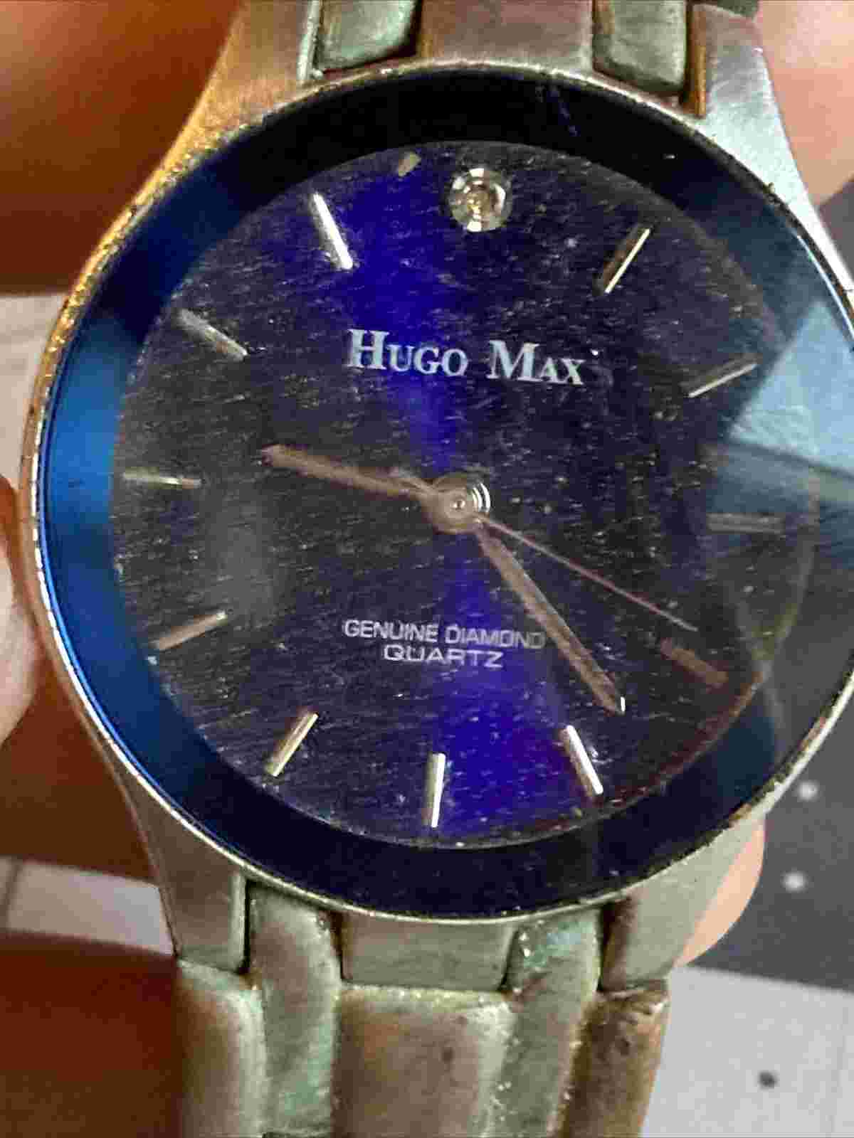 Hugo Max HM115M Genuine Diamond Quartz Watch Rare Item (works/needs repair)