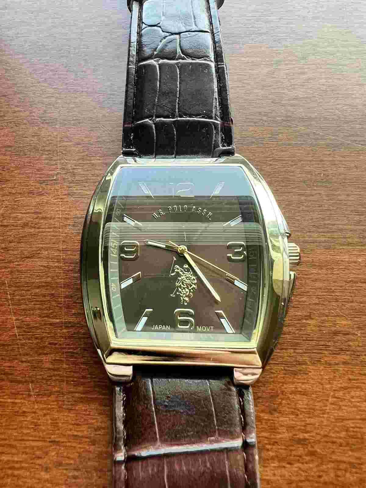 Men's US Polo Assn Analog Watch Brown Strap USC50029 Two Tone Case