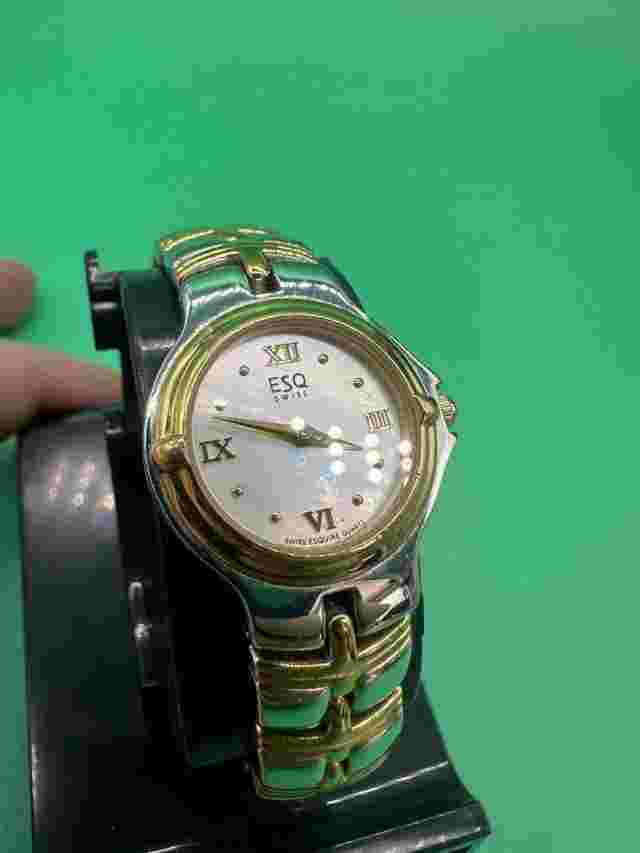 Womans Esq Swiss Esquire Watch w/Mother of Pearl Dial 2 Tone Bracelet