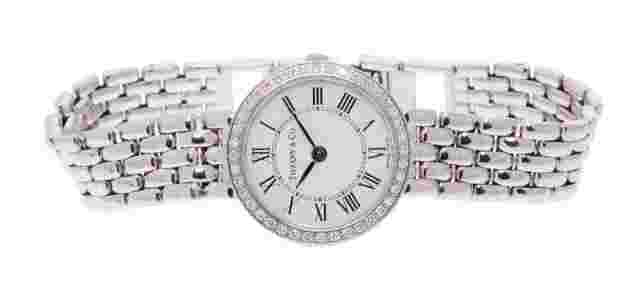 Tiffany&Co Diamond Solid 14k White Gold Bracelet Ladies Cocktail Atlas Watch vtg