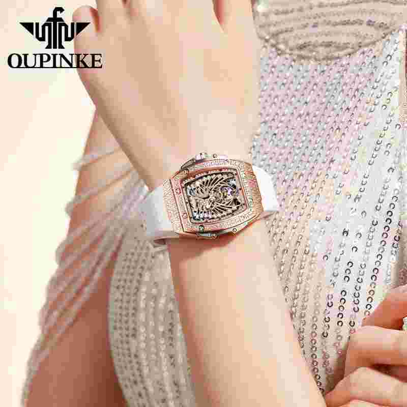 European Pringles Women's Mechanical Watch Tonneau High-End Beautiful