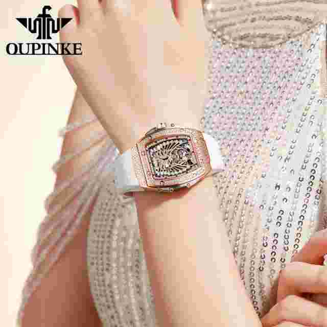 European Pringles Women's Mechanical Watch Tonneau High-End Beautiful