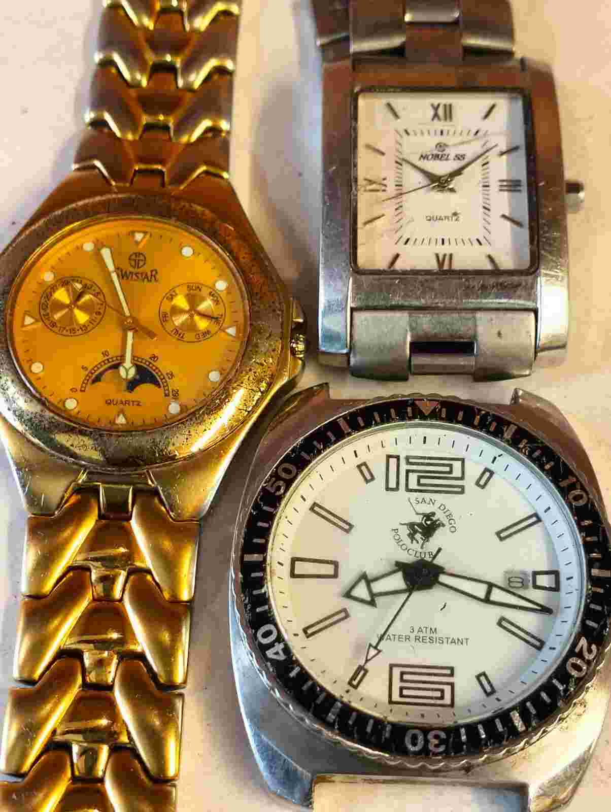 SWISTAR QUARTZ 3 PIECE MIX LOTS & 2 OTHER MEN'S NOT WORKING PARTS PURPOSE