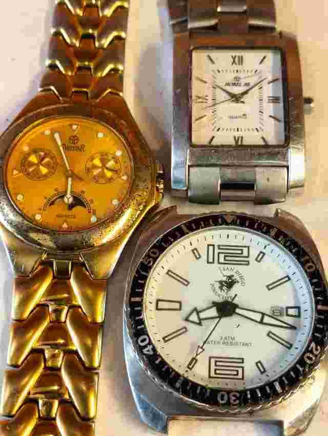 SWISTAR QUARTZ 3 PIECE MIX LOTS & 2 OTHER MEN'S NOT WORKING PARTS PURPOSE
