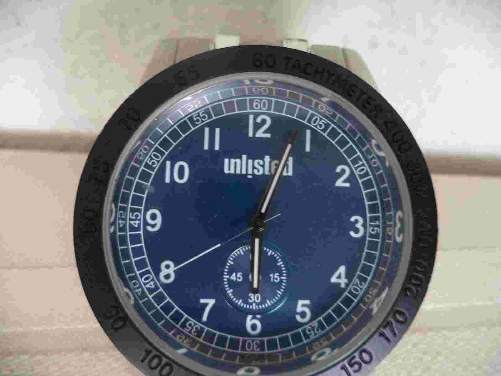Men's Kenneth Cole Unlisted Tachymeter Chain Wrist Watch. Stainless Steel Case
