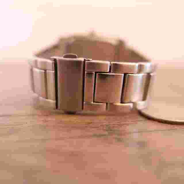 Vtg. Chrome Azzaro Watch Mens Silver Dial Stainless Band Date Quartz !!!