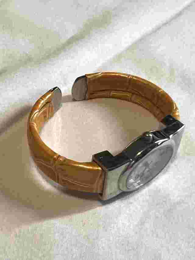 Women's Cuff Watch - Narmi Brand - Orange Colored Animal Print Style Band