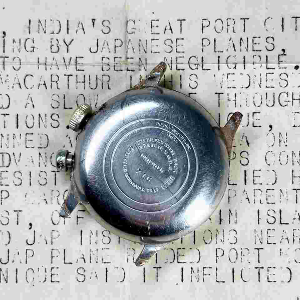 Vintage WW2 Pierce Cal 134 Black Up Down Chronograph Watch LOW SERIAL #716