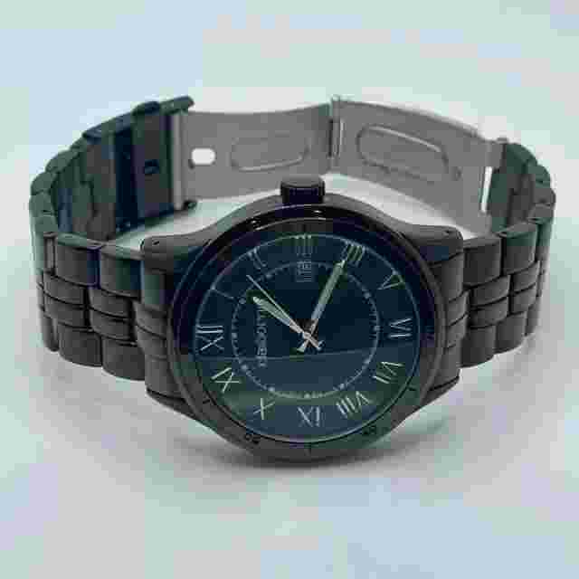 Claiborne Watch Mens Date 44mm Case Quartz Three Hands Bracelet Band