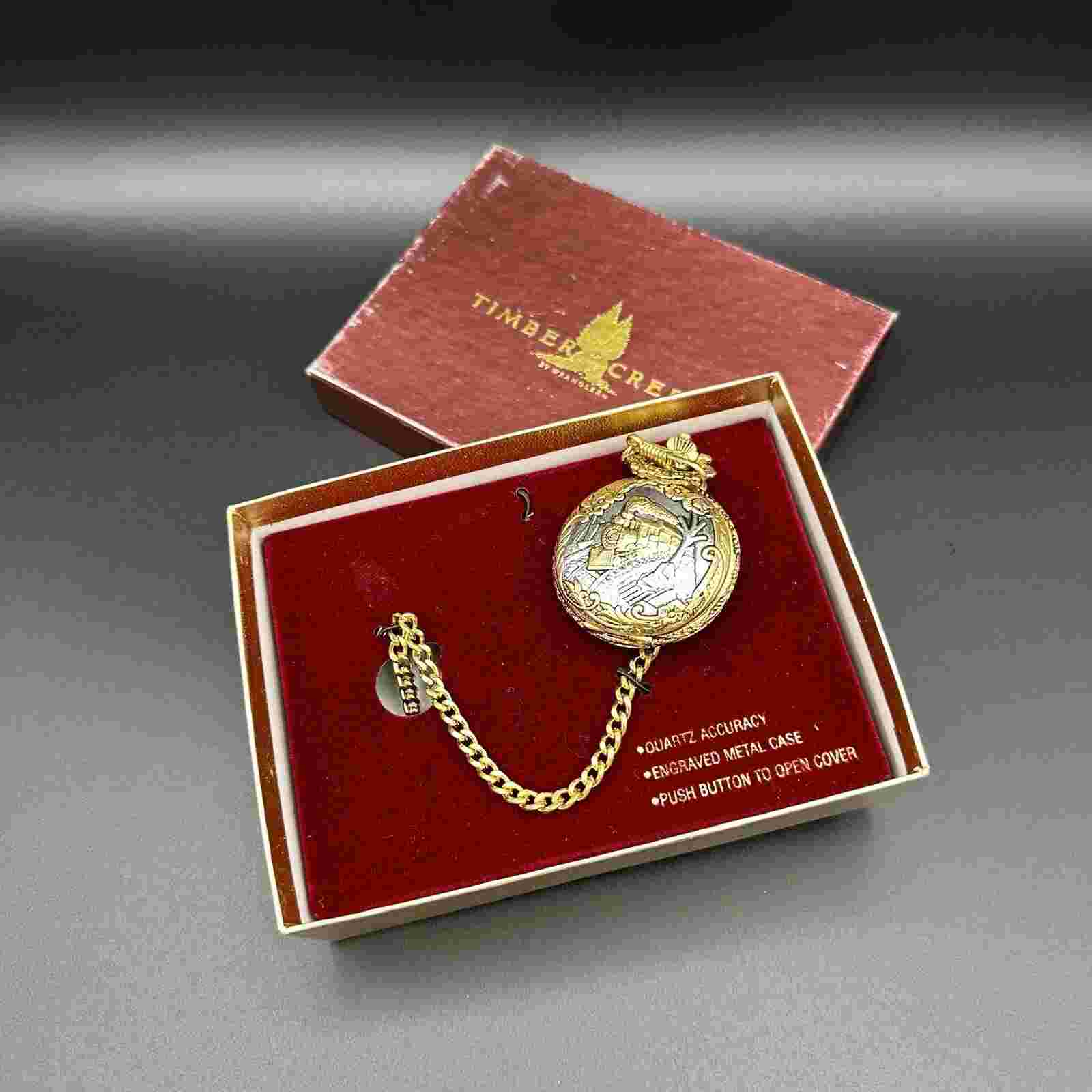 Gold&Silver Tone Brut Pocket Watch Quartz Japan