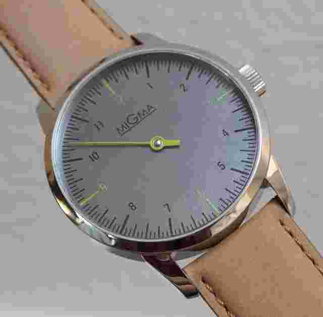 MIGMA ONE HAND WATCH ETA 6497-1 SWISS SAPPHIRE RUTHENIUM DIAL GREEN HAND NEW