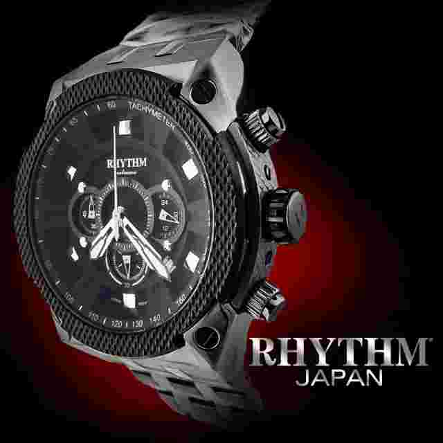 Rhythm I1501S02 Men's Chronograph Watch 45x51mm Stainless Steel Case 10 ATM