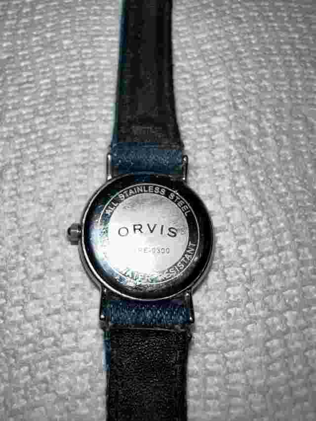 Vintage Ladies Orvis Watch Steel Case Denim Leather Strap New Battery