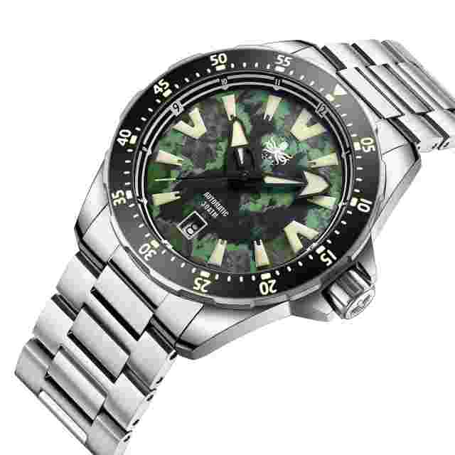 PHOIBOS APOLLO TITANIUM 300M Automatic Diver Watch PY041A Jungle Camo Green