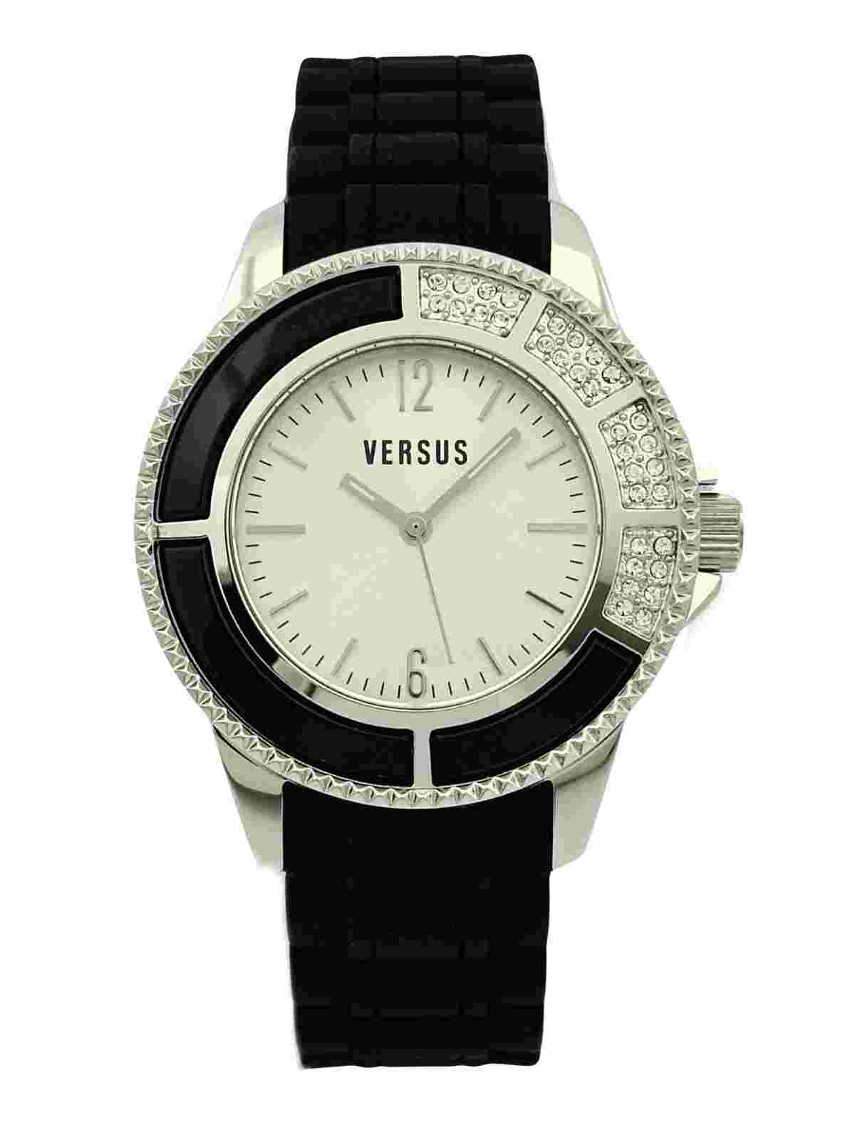 Versus by Versace 3C64300000 Tokyo Crystal Silver Dial Black Rubber Unisex Watch