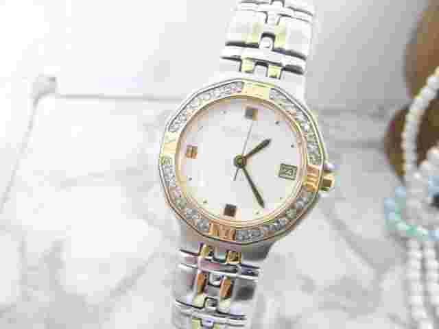 Yves Saint Laurent Diamond Bezel Ladies Watch Gold Silver Quartz 6.3 Inch
