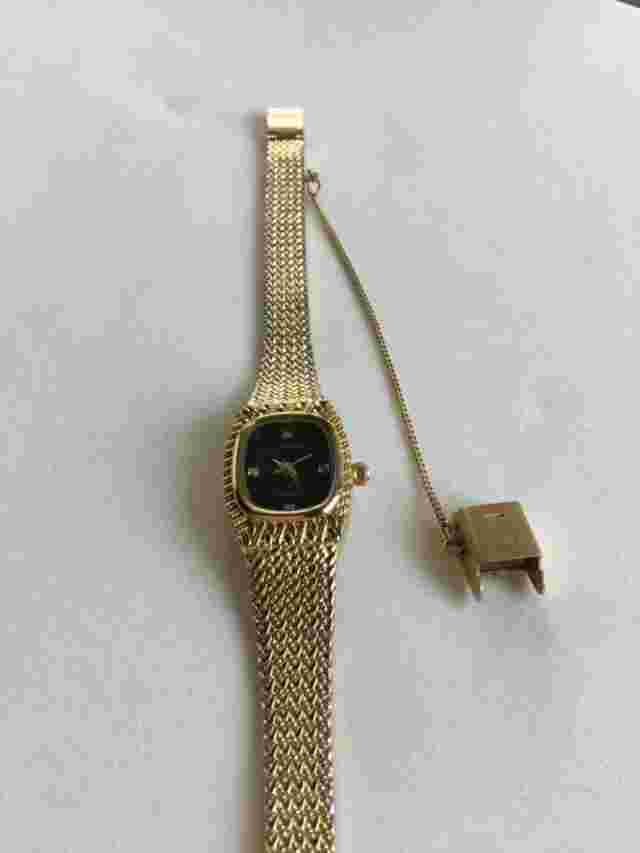 Vintage Xavier Masterpiece Gold Tone Ladies Watch Black With Diamond Accents C1