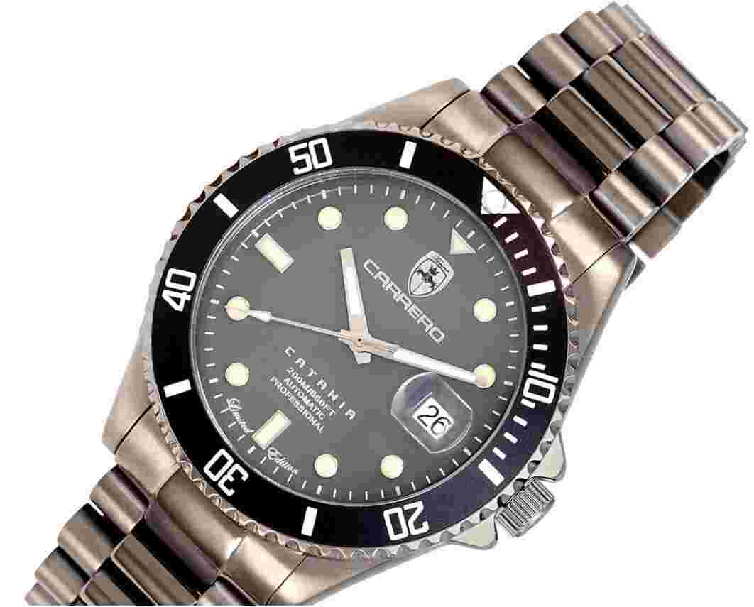 Lechateau Men’s Watch - Automatic - Magnifying Date Dial with Exhibition Case