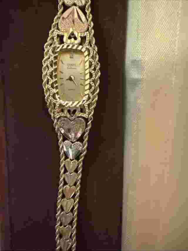 14K Gold Geneva Classic Ladies Watch Multi-color Hearts Valentine's Day