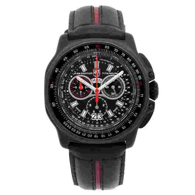 Luminox Raptor 44 mm Black Titanium Case with Black/Red Leather Strap Men's Wristwatch