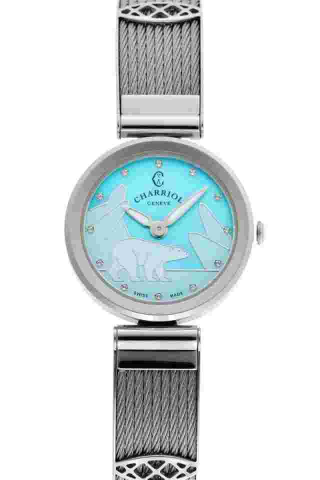CHARRIOL Forever Polar Bear Quartz FE32.101.026 Blue Dial SS Watch 24