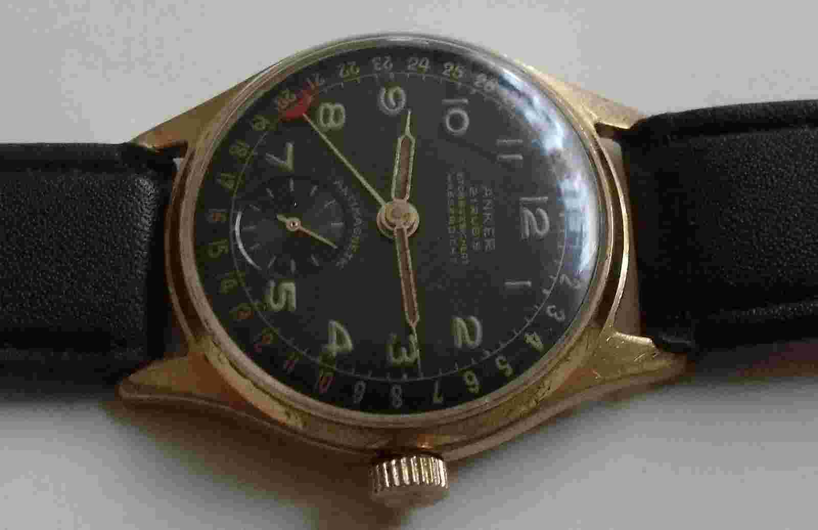 VERY RARE- ANKER -DATA- GOLD PLATED-20 MIKRONA- WATCH MEN,S
