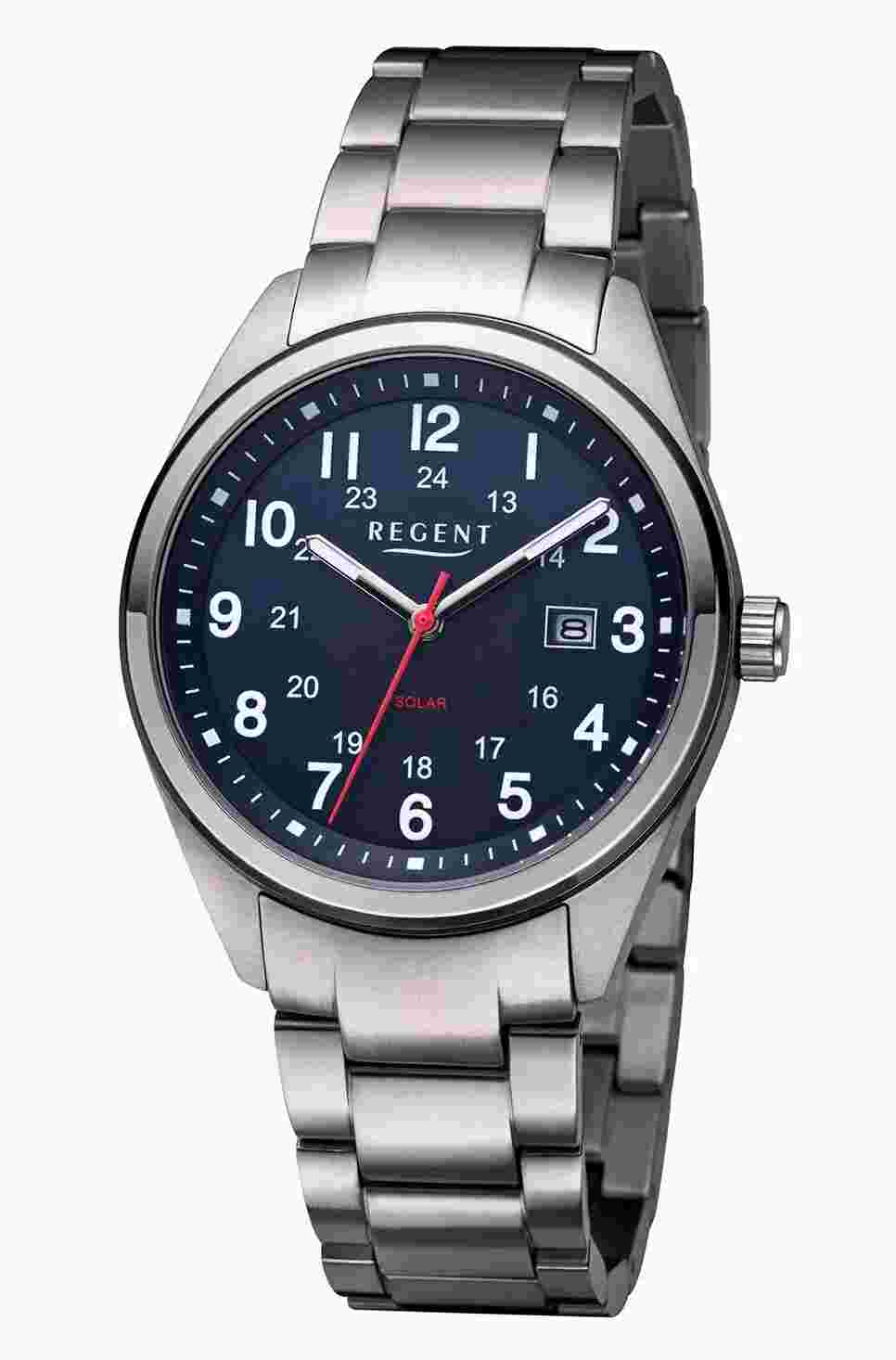 Regent F-1538 Voll-Titan Solar Mens Watch 10 Atm Wr Hypoallergenic