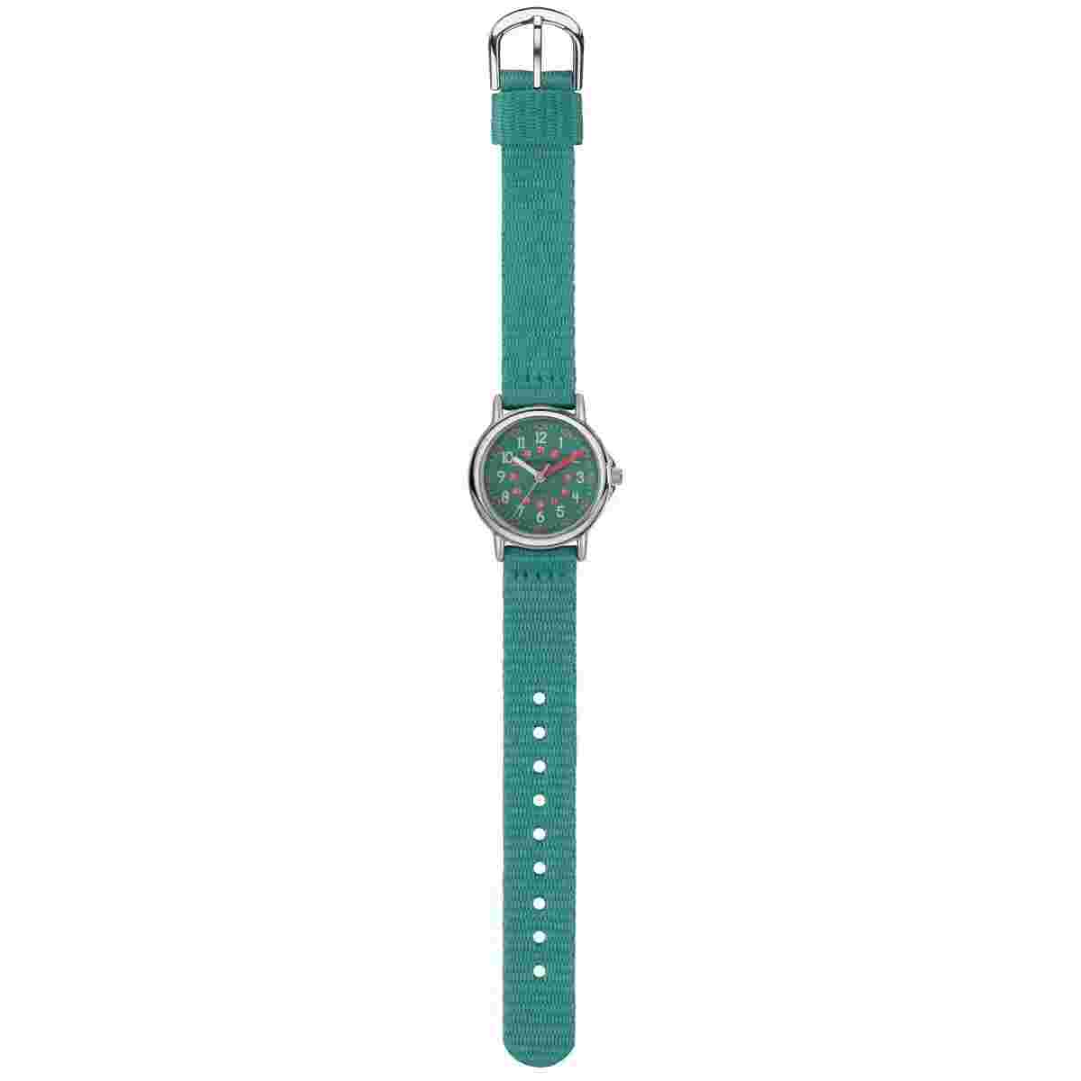 Jacques Farel Children's Watch Analog Quartz Girls Textile Strap KCF 067 Green