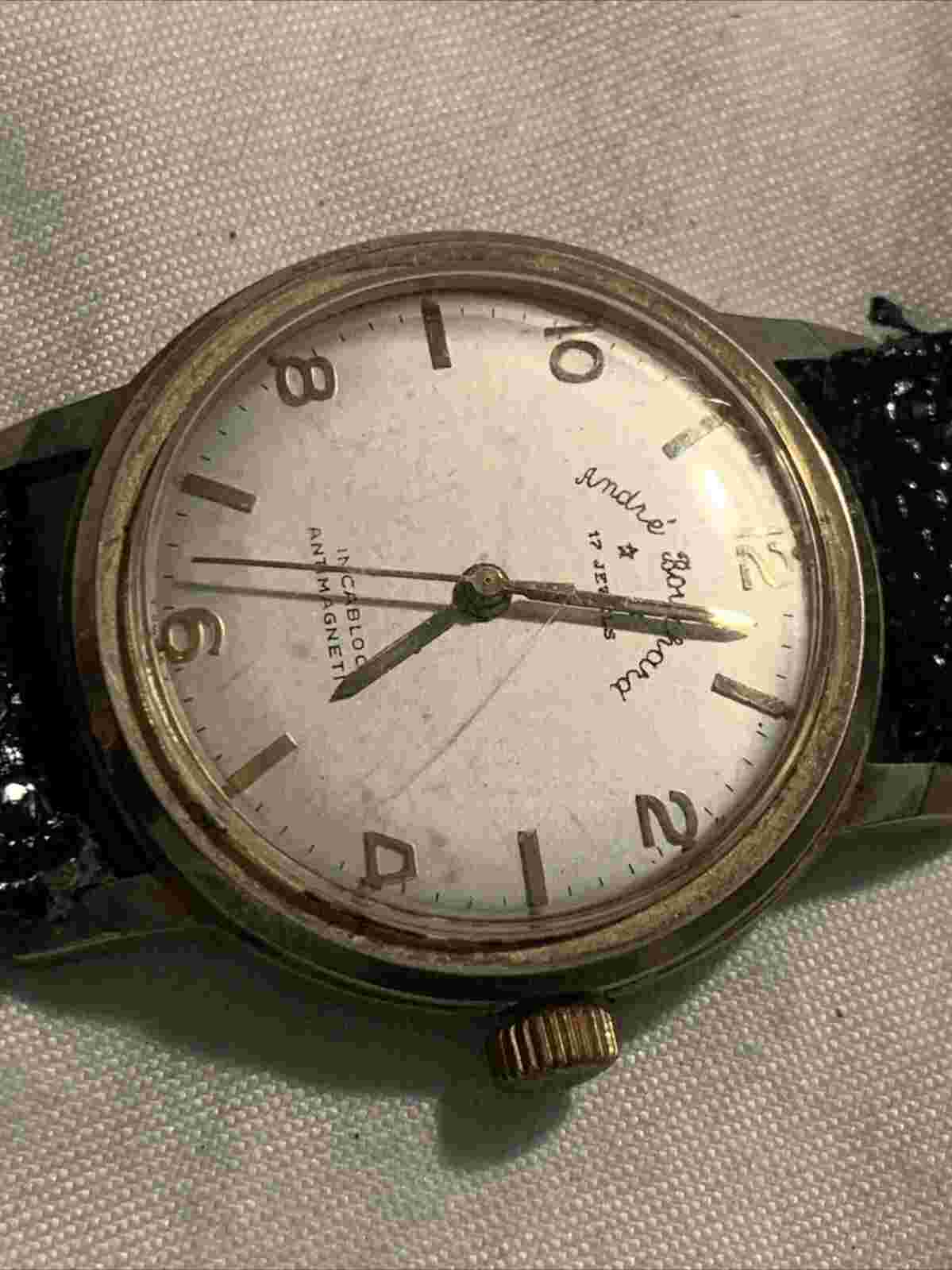 Vintage Andre Bouchard Men’s Swiss Watch Cal. As1802/03 Mvmt Keeping Time.