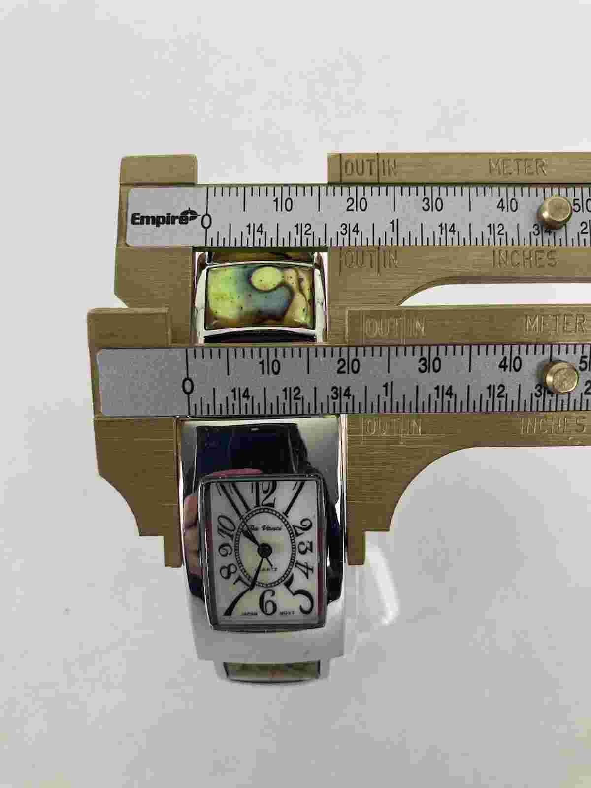 Da Vinci 24mm Silver Tone Quartz Watch w/Silver/Abalone Bangle Band & Battery