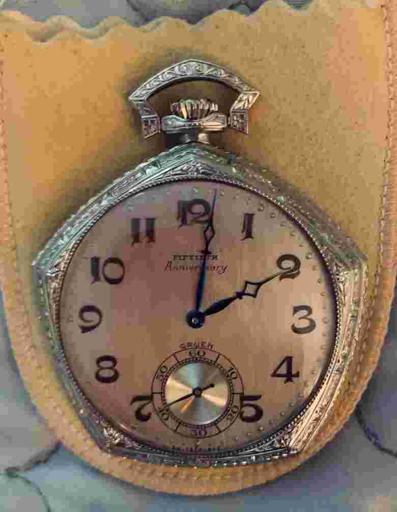 Gruen Fiftieth 50th Anniversary 14k White Gold Antique Pocket Watch Super Rare!