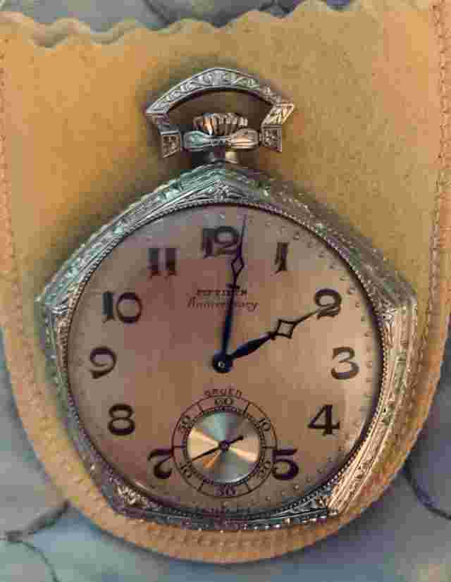 Gruen Fiftieth 50th Anniversary 14k White Gold Antique Pocket Watch Super Rare!