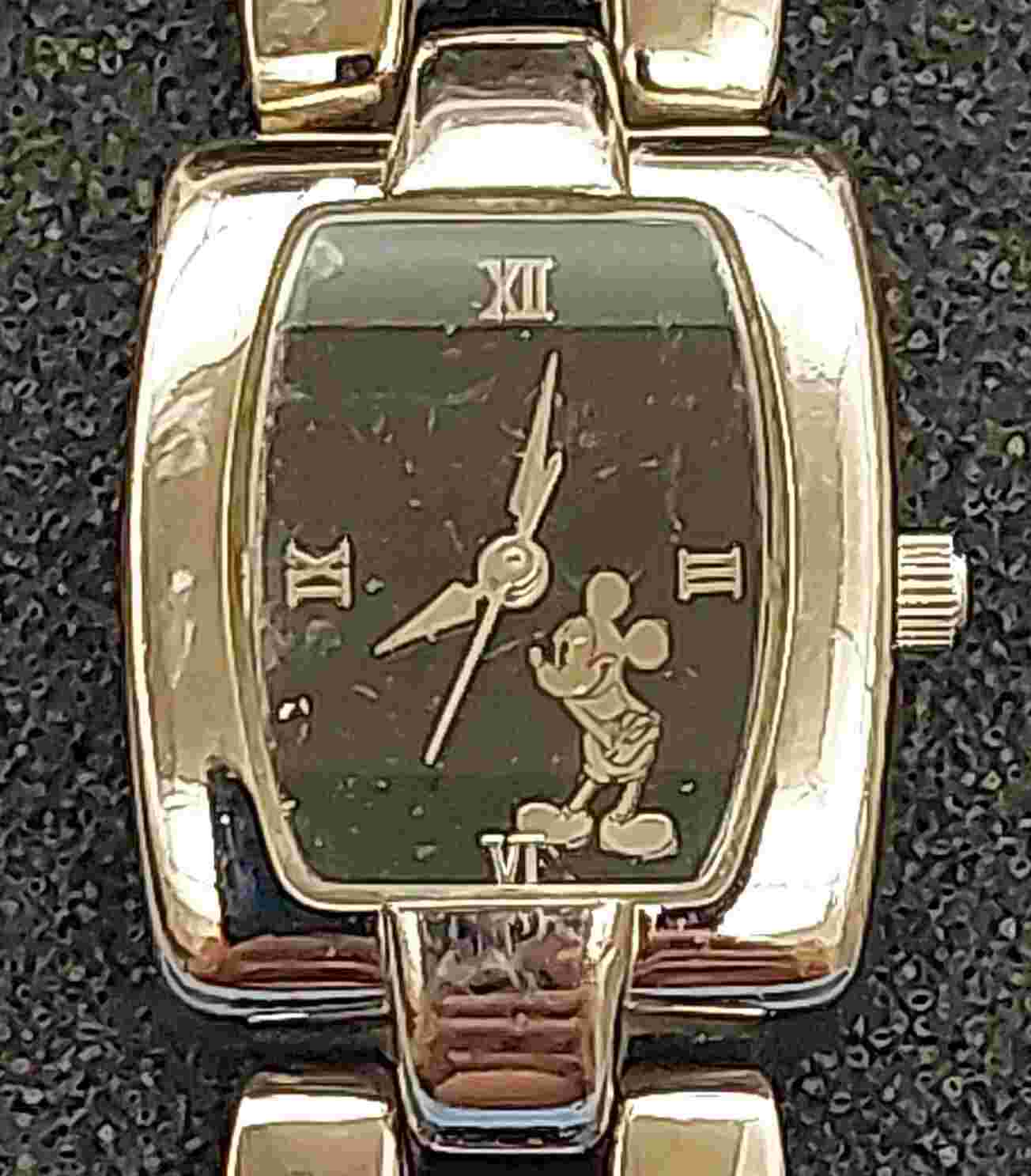Disney Mickey Mouse Black Dial Ladies Watch Disney Store Untested For Parts