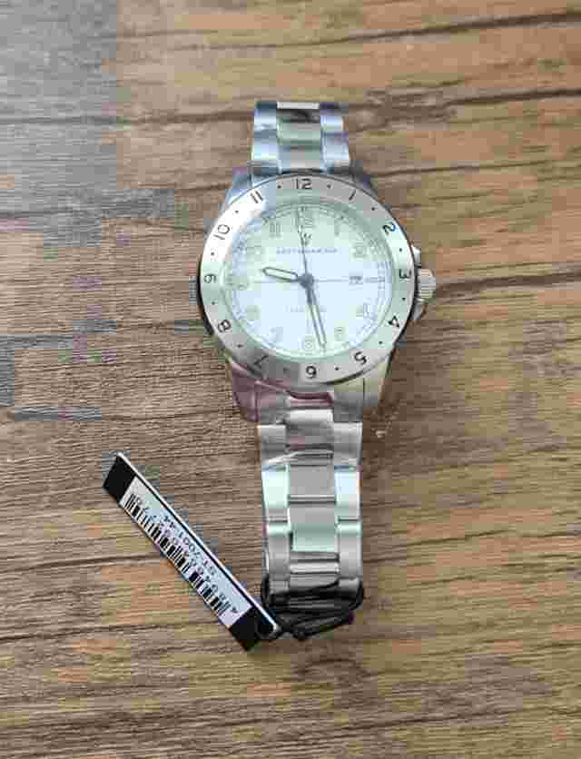 Sottomarino FUSO ORARIO St-7001-44 White Dial 42 Mm Dive Watch Stainless Steel
