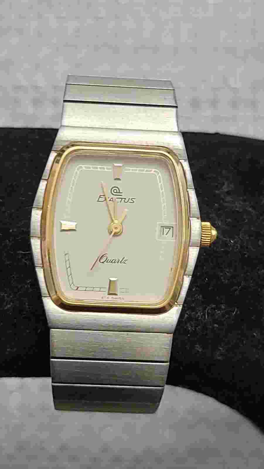 Vintage Exactus Stainless Steel & Gold Plated Quartz Ladies Watch