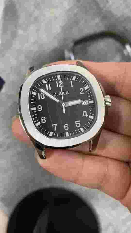 40mm BLIGER Blue Dial  NH35A Automatic Men Watch Sapphire Glass Rubber Date