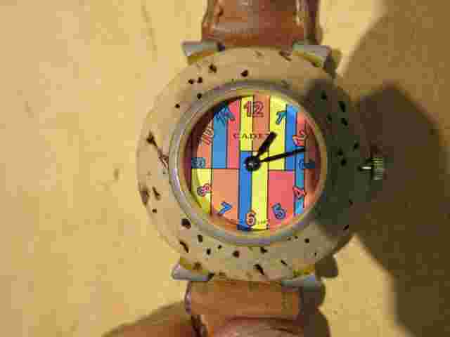 old CADET Swiss parts registered design 2851510626 cork wristwatch