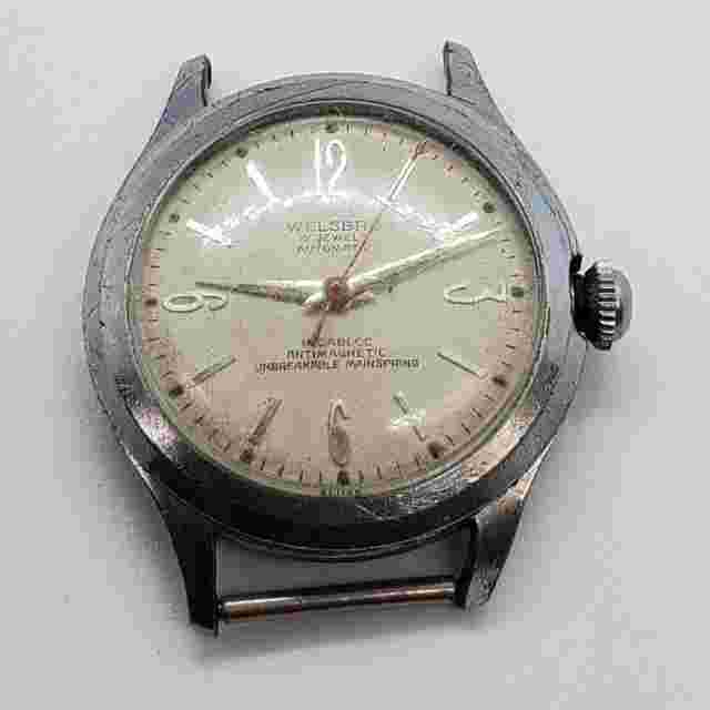 VINTAGE  WELSBRO GENT'S AUTOMATIC WRIST WATCH,  RUNNING,  32 MM CASE, 17 JEWELS