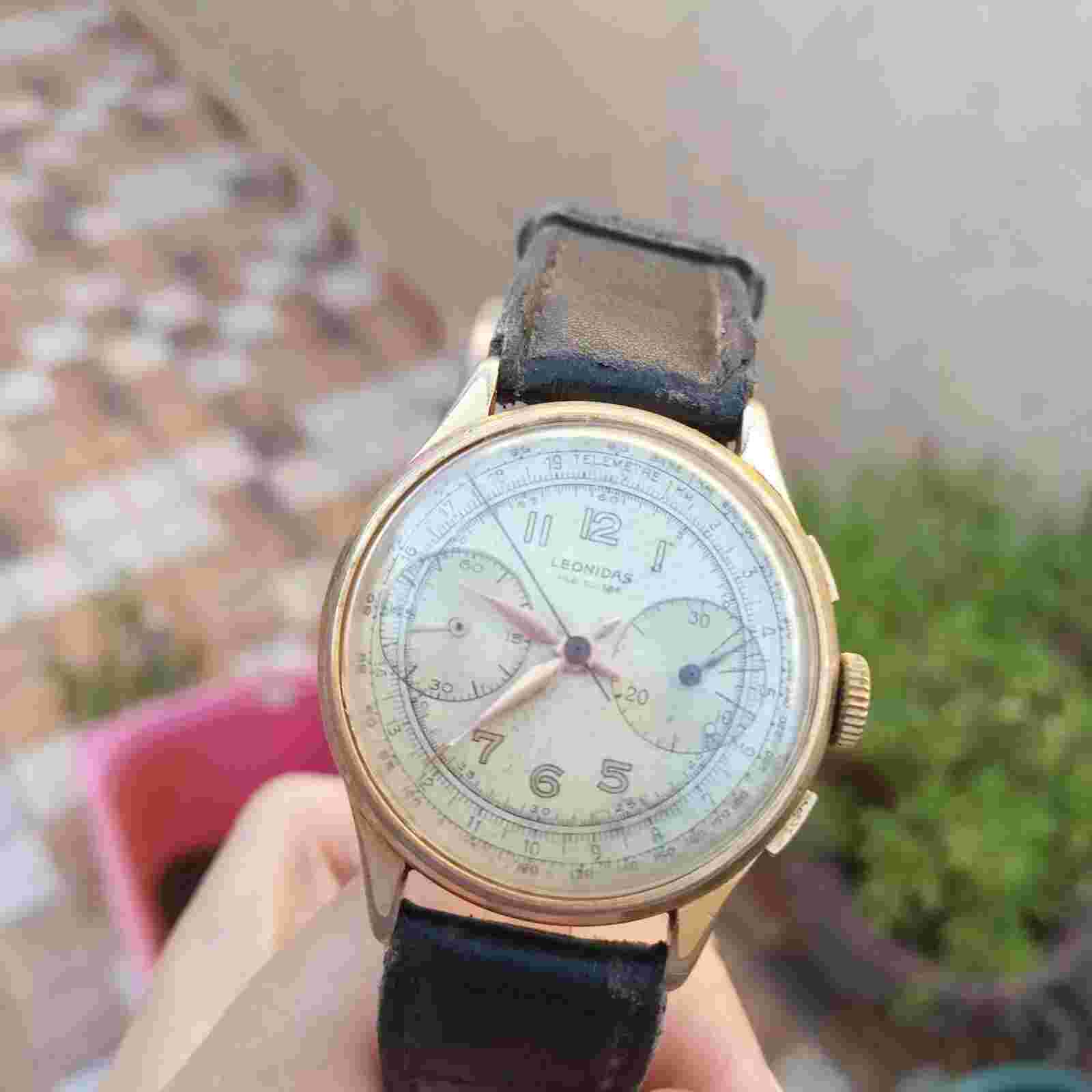 Leonidas Chronostop/Chronograph Vintage swiss men watch, Leonidas mechanical Old