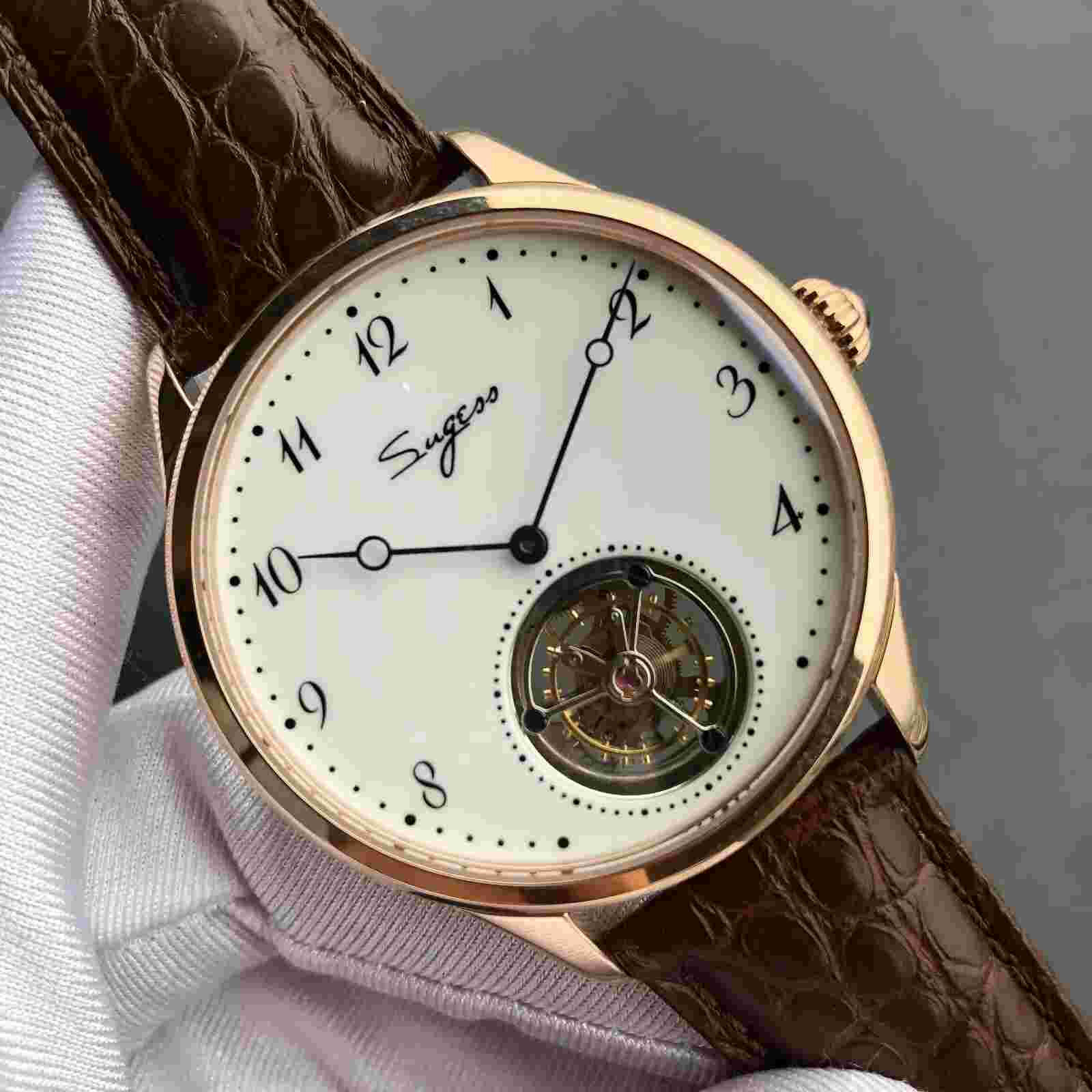 Sugess Enamel Dial Tourbillon Seagull ST8230 Mechanical Watch SU8230RW