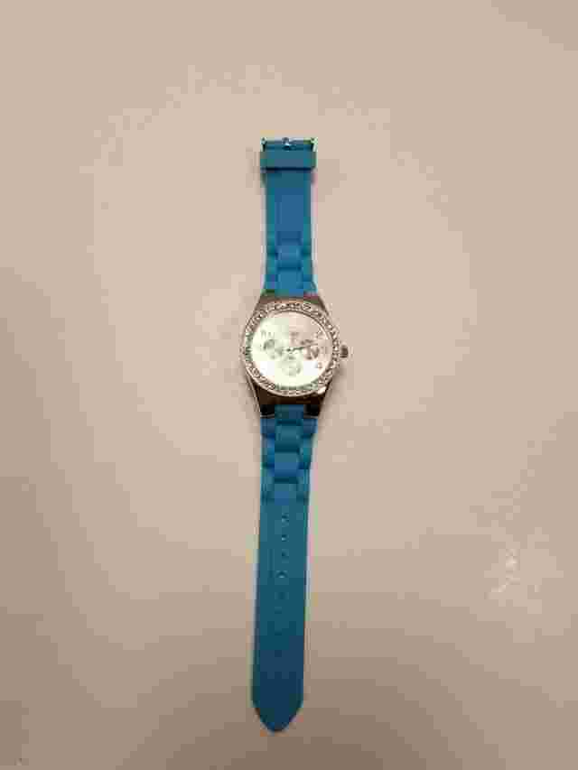 Figaro Couture Watch Quartz SS Neon Blue Silicone CZ Bezel Lrs05434 Nickle