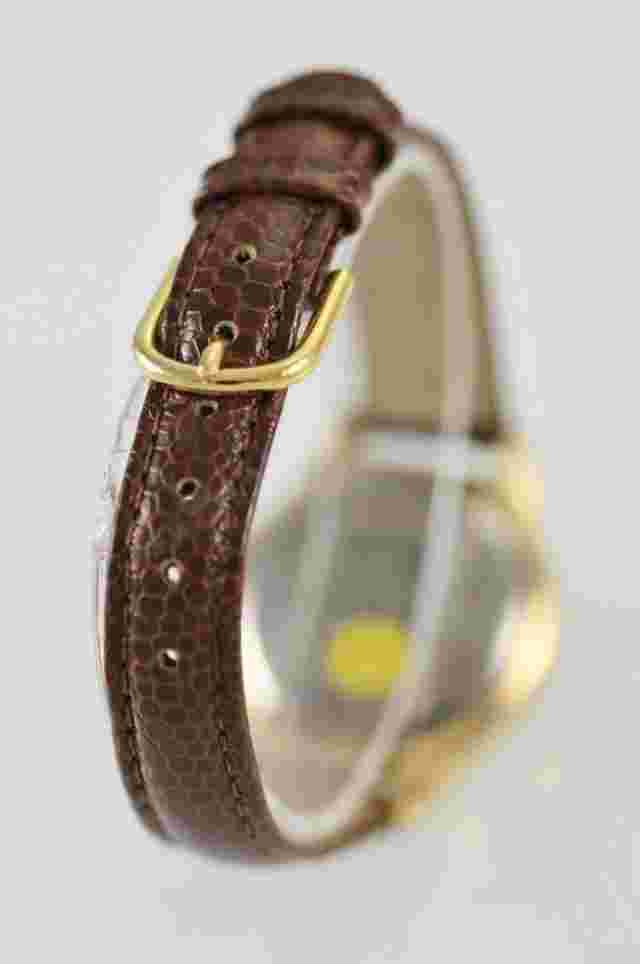 Watchit White Silver Womens Stainless Gold Battery Quartz Brown Leather Watch