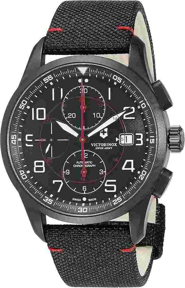 Victorinox Airboss 42mm Black Stainless Steel Case with Black Canvas Strap Men's Wristwatch